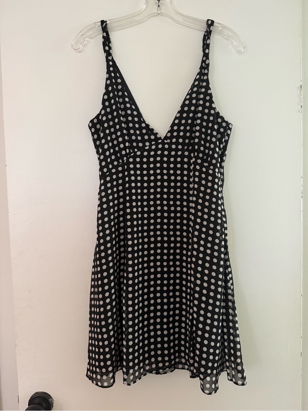 Black and white polka dot mini dress